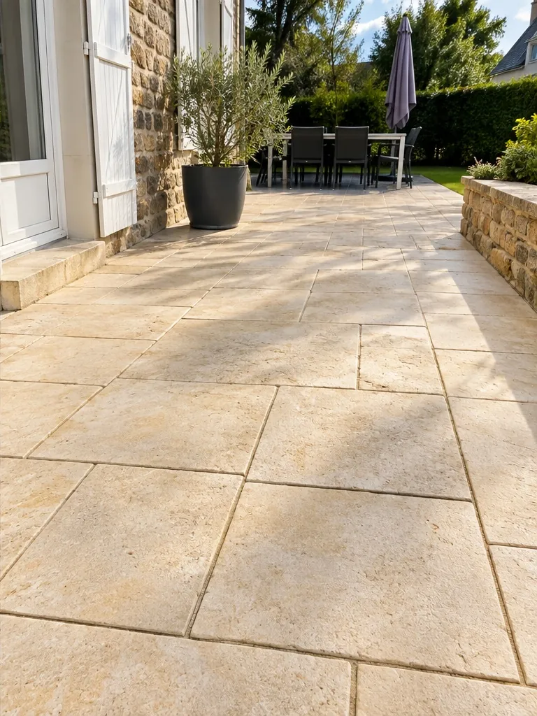 Terrasse en dalles après nettoyage Lavéo